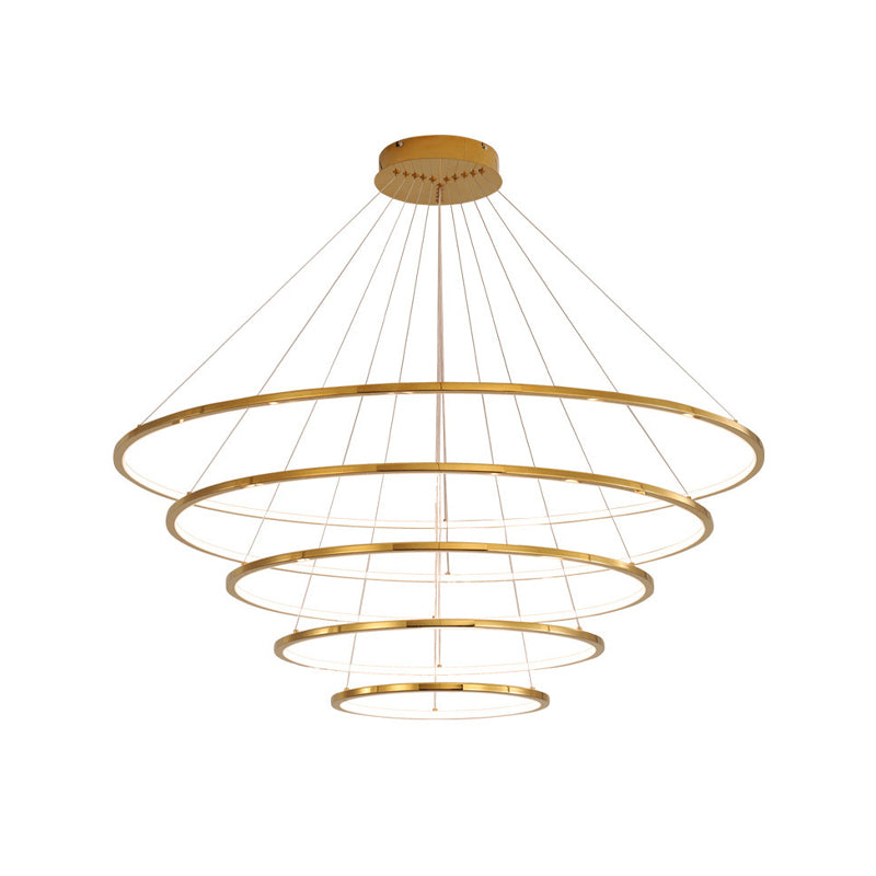 Modern Metal Chandelier Multi-Layer Circle Chandelier Pendant Lamps in Gold for Living Room