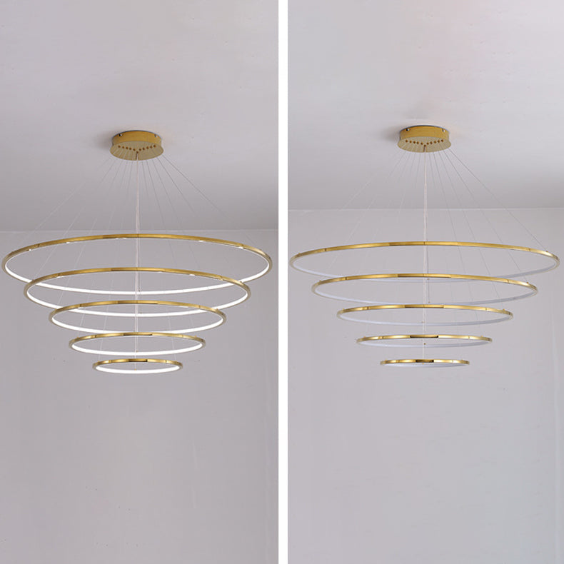 Modern Metal Chandelier Multi-Layer Circle Chandelier Pendant Lamps in Gold for Living Room