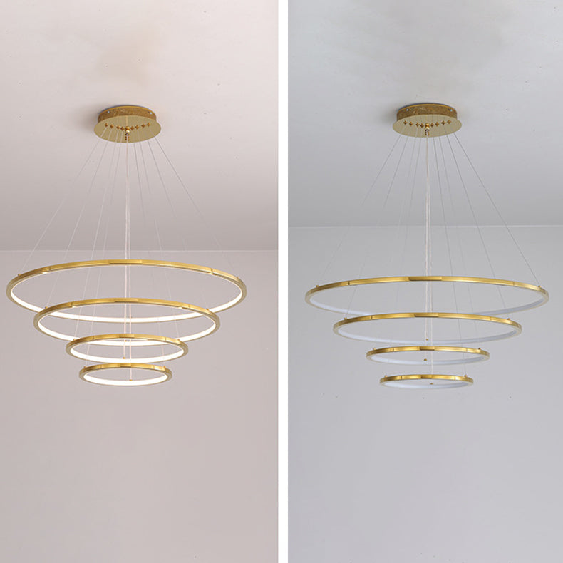 Modern Metal Chandelier Multi-Layer Circle Chandelier Pendant Lamps in Gold for Living Room