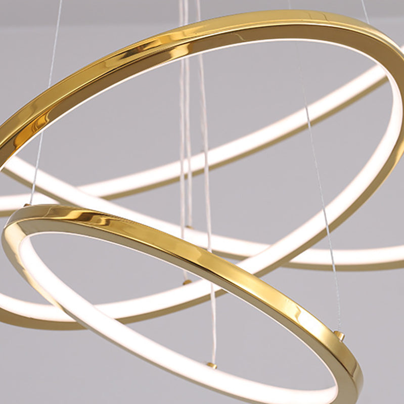 Modern Metal Chandelier Multi-Layer Circle Chandelier Pendant Lamps in Gold for Living Room