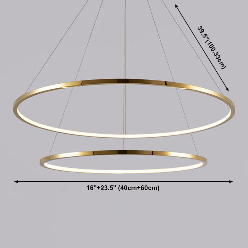 Modern Metal Chandelier Multi-Layer Circle Chandelier Pendant Lamps in Gold for Living Room