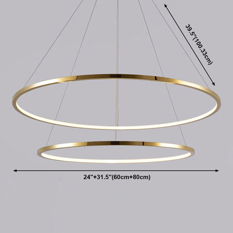 Modern Metal Chandelier Multi-Layer Circle Chandelier Pendant Lamps in Gold for Living Room