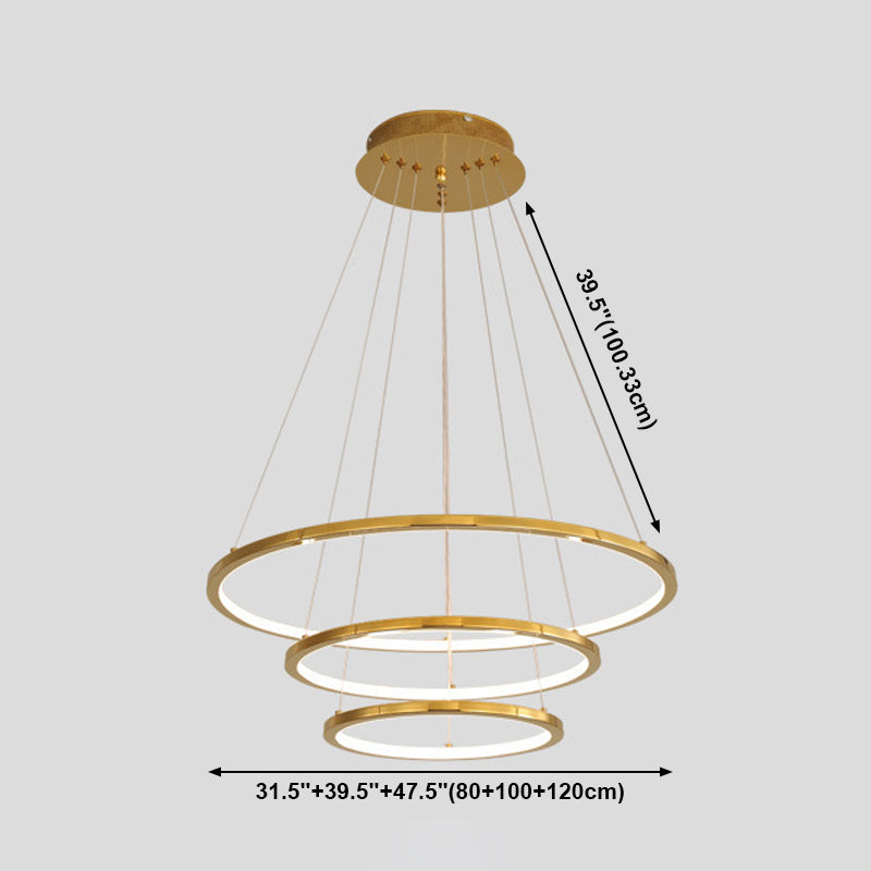 Modern Metal Chandelier Multi-Layer Circle Chandelier Pendant Lamps in Gold for Living Room