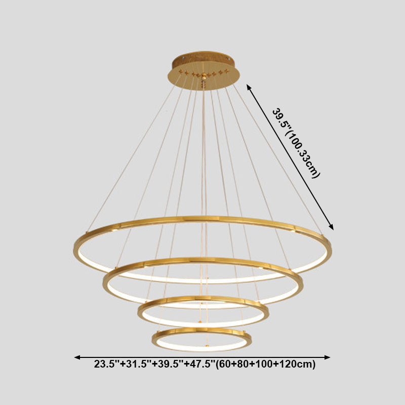 Modern Metal Chandelier Multi-Layer Circle Chandelier Pendant Lamps in Gold for Living Room
