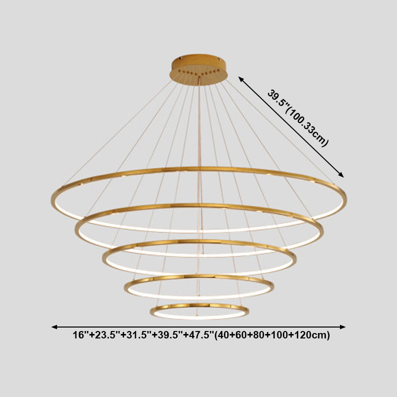 Modern Metal Chandelier Multi-Layer Circle Chandelier Pendant Lamps in Gold for Living Room