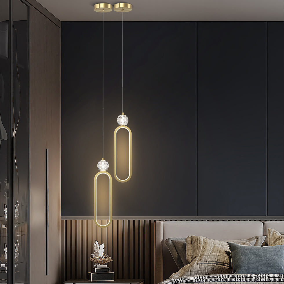 Gouden LED hangende lamp Geometrische minimalistische stijl kristalhangende hanglamp