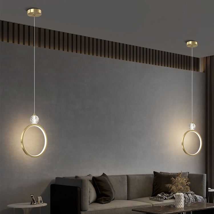 Gouden LED hangende lamp Geometrische minimalistische stijl kristalhangende hanglamp