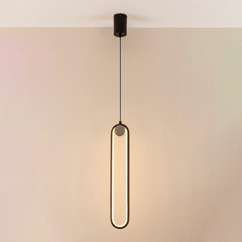 Moderne stijl led hanglamp 1 licht ovaal metaalhanglicht voor bed voor het bed