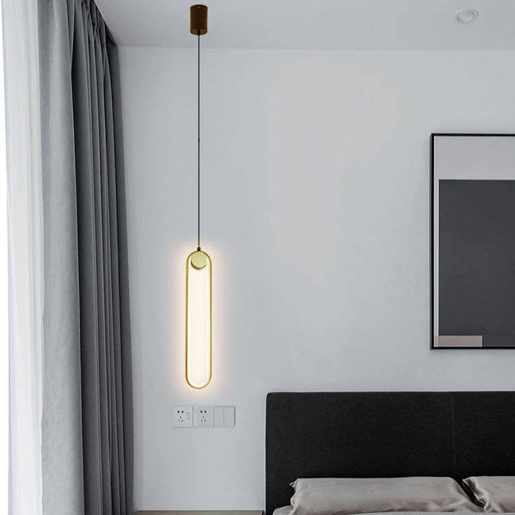 Moderne stijl led hanglamp 1 licht ovaal metaalhanglicht voor bed voor het bed