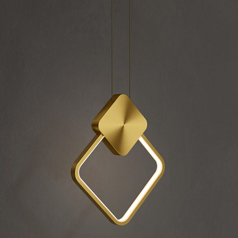 Geometric Metal Suspended Lighting Fixture 1 Light Pendant Lighting Fixture in Gold