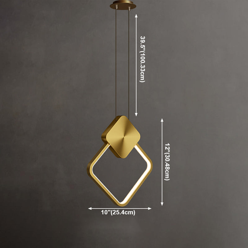 Geometric Metal Suspended Lighting Fixture 1 Light Pendant Lighting Fixture in Gold