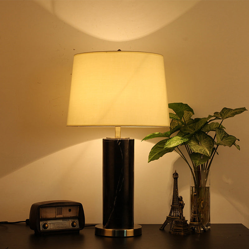 Lámpara de la lámpara de noche de tambor cónica contemporánea 1 Luz de libro de lectura de la cabeza en blanco