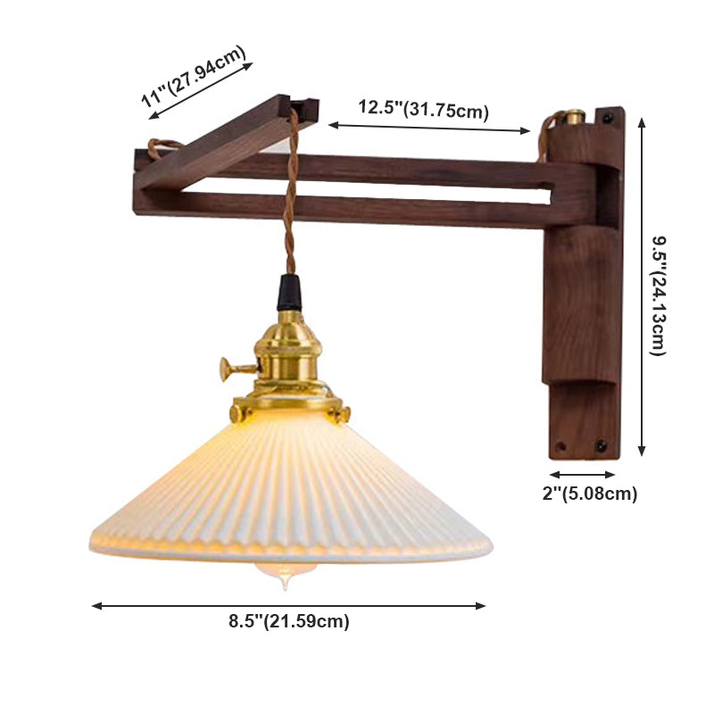 Simplicidad contemporánea Luz de pared de brazo ajustable ajustable con sombra de cerámica