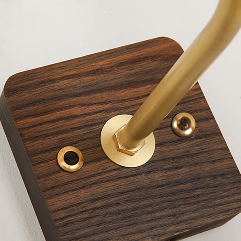 Modern Style Wooden Sconce Light Metallic Shade 1-Light Wall Lamp for Hotel