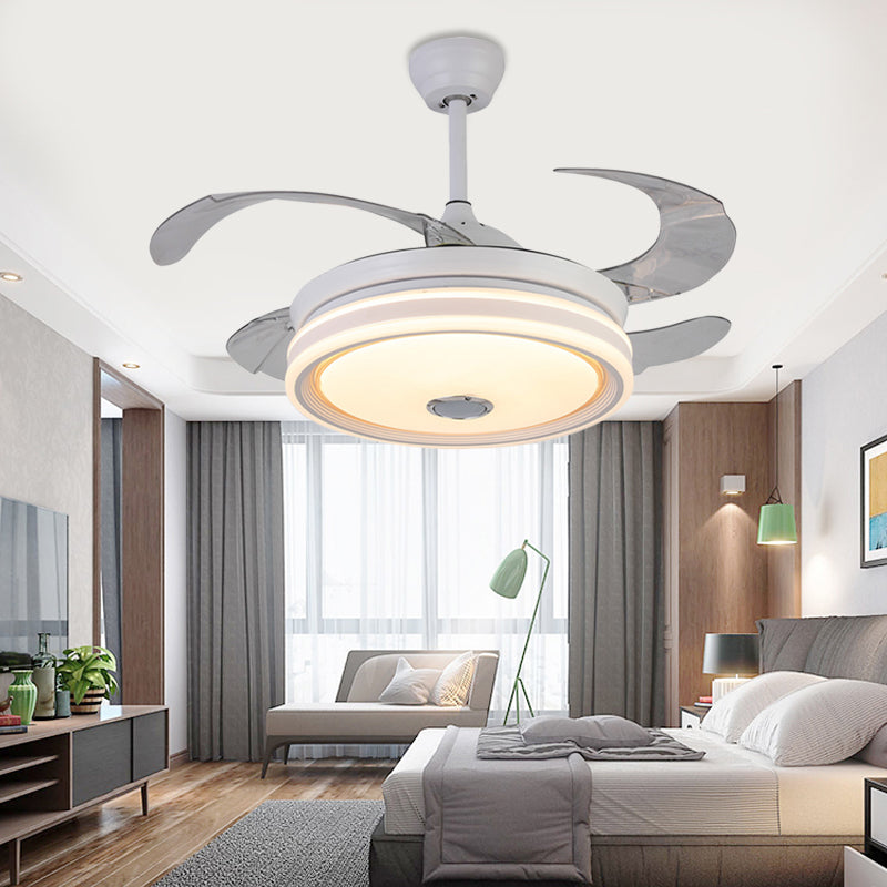 42 "" De large blanc rond suspendu lampe à fans moderne LED MODED LEMPUR MONT ÉCLAINEMENT avec 8 lames, télécommande / conversion de fréquence et télécommande