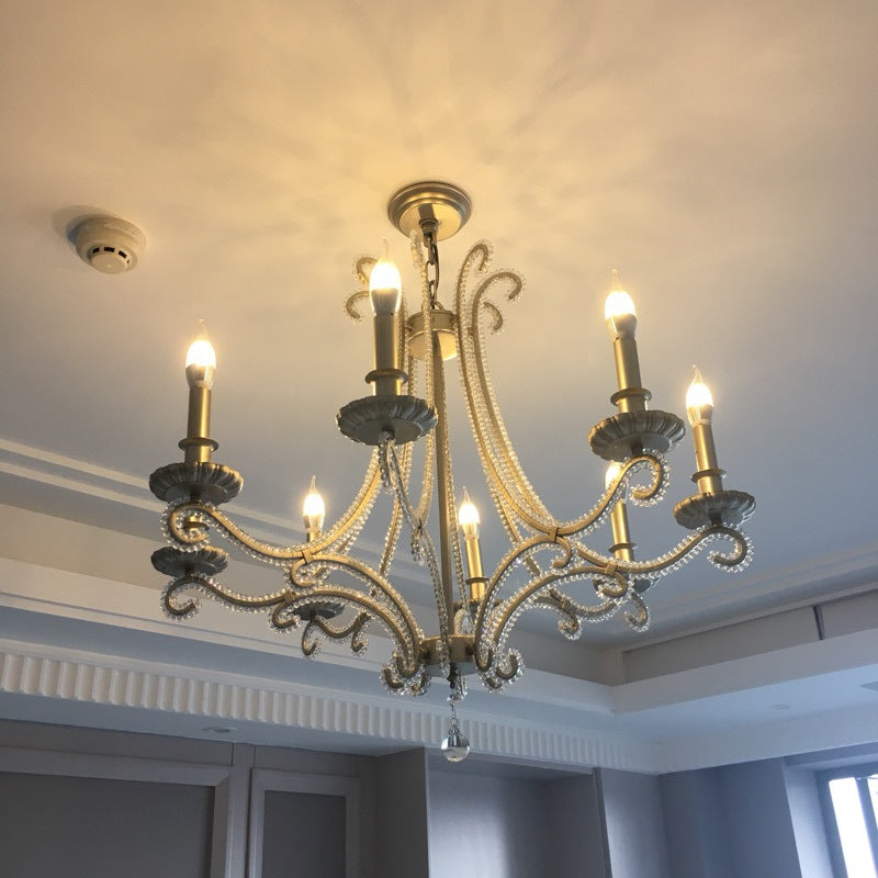 American Style Candle Chandelier Light Fixtures Multi-Head Hanging Pendant Lamps for Living Room