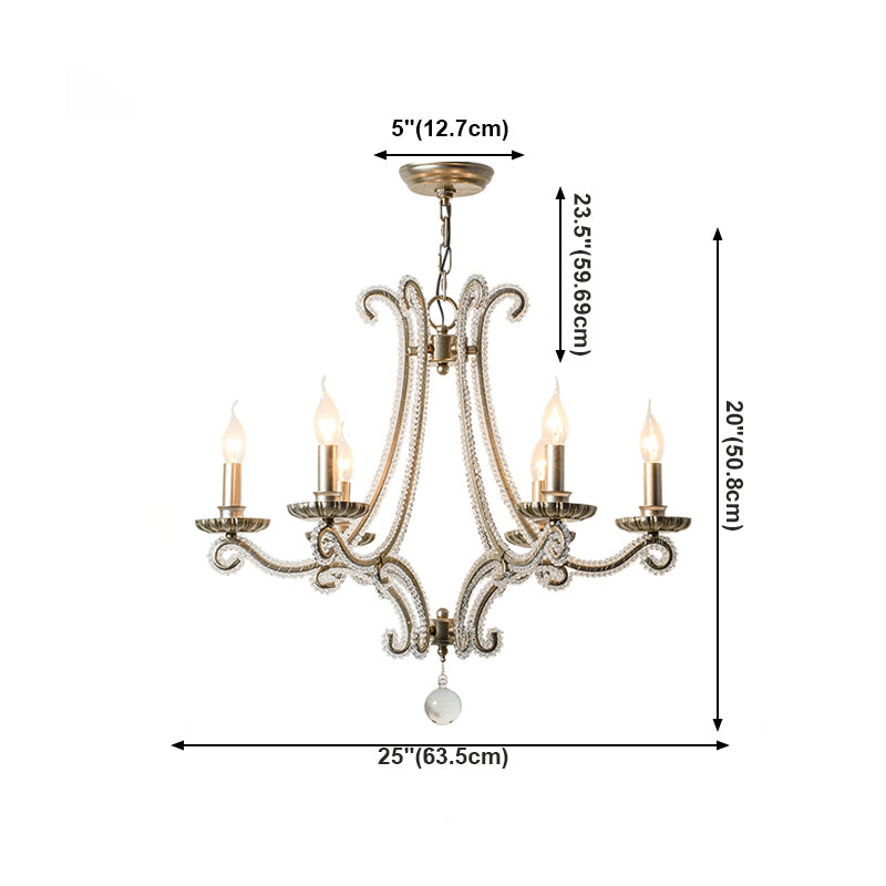American Style Candle Chandelier Light Fixtures Multi-Head Hanging Pendant Lamps for Living Room