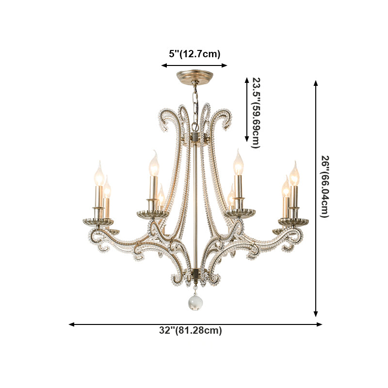 American Style Candle Chandelier Light Fixtures Multi-Head Hanging Pendant Lamps for Living Room