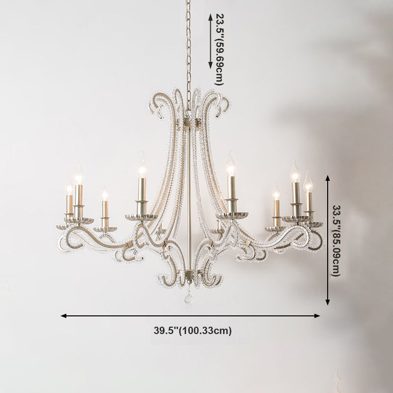 American Style Candle Chandelier Light Fixtures Multi-Head Hanging Pendant Lamps for Living Room