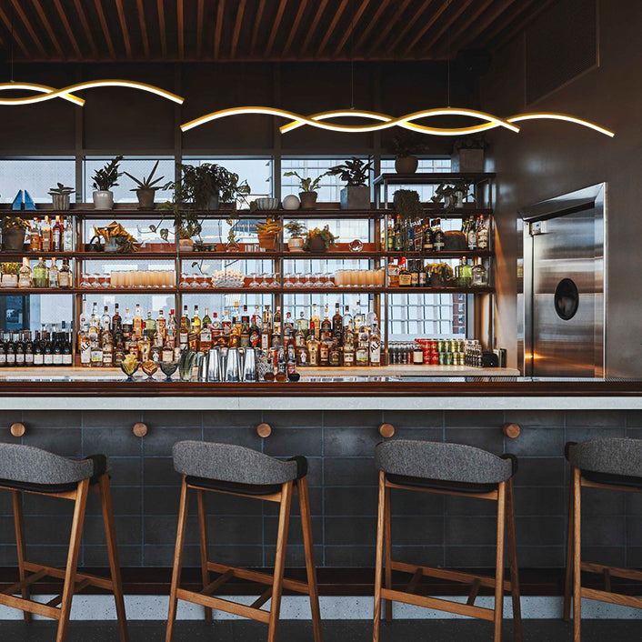 Lámpara de isla LED de comedor de estilo LED moderno lámpara colgante de comedor ondulado