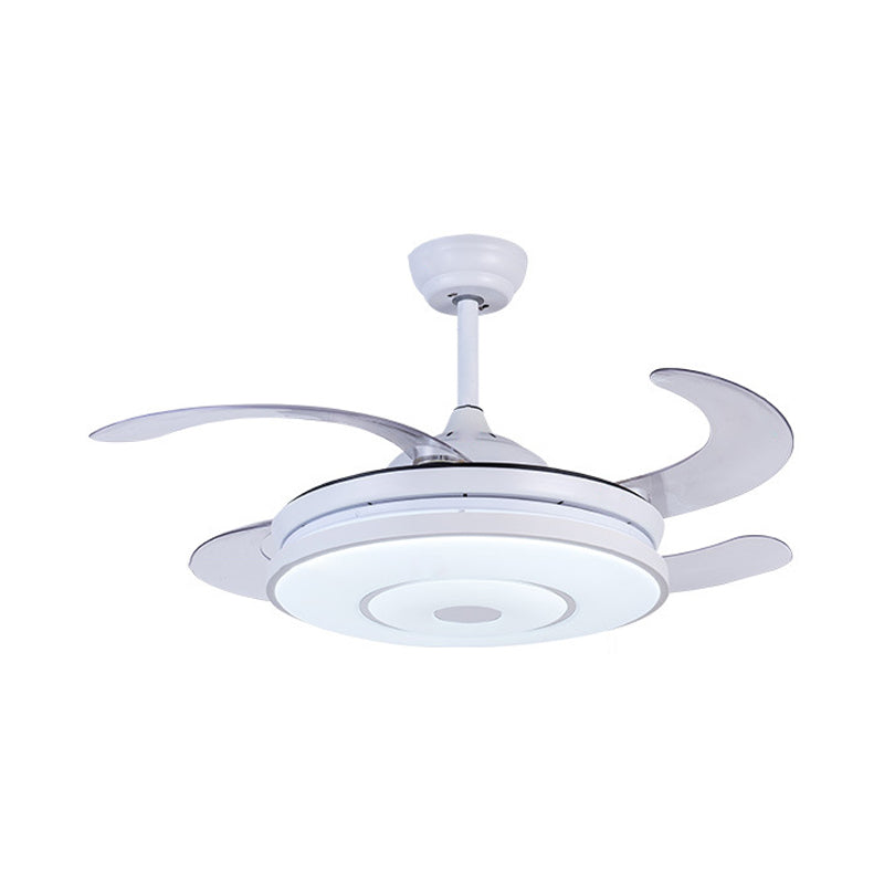 36 "brede ring woonkamer ventilatorlamp eigentijdse acryl -led witte semi -spoelmontage licht met 4 messen, op afstand/muurregeling/afstandsbediening en muurregeling
