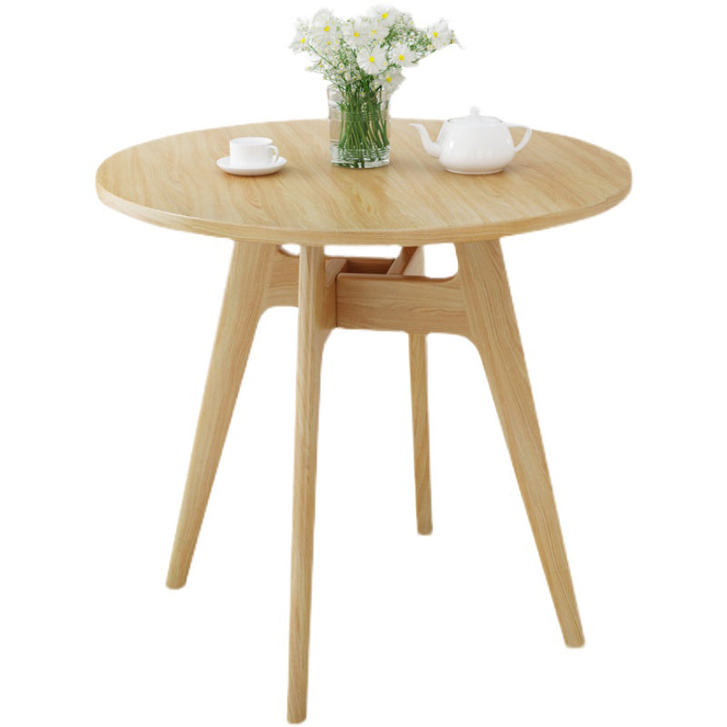 Round Modern Dining Table Wood Color Fixed Table with Ashwood Solid Wood
