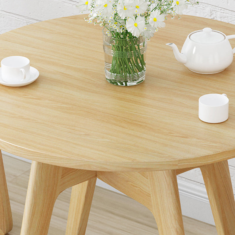 Round Modern Dining Table Wood Color Fixed Table with Ashwood Solid Wood