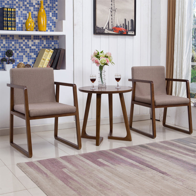 Round Wood Color Dining Table Ash Solid Wood Table Modern with Double Pedestal