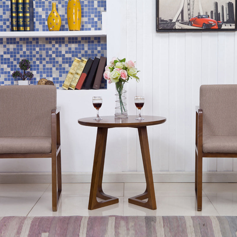 Round Wood Color Dining Table Ash Solid Wood Table Modern with Double Pedestal