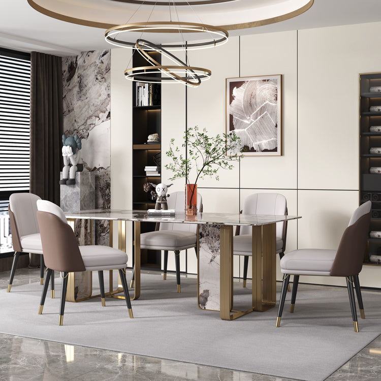 Rectangle Stainless Steel Dining Site Table Traditional Luxury Dinette Table for Home
