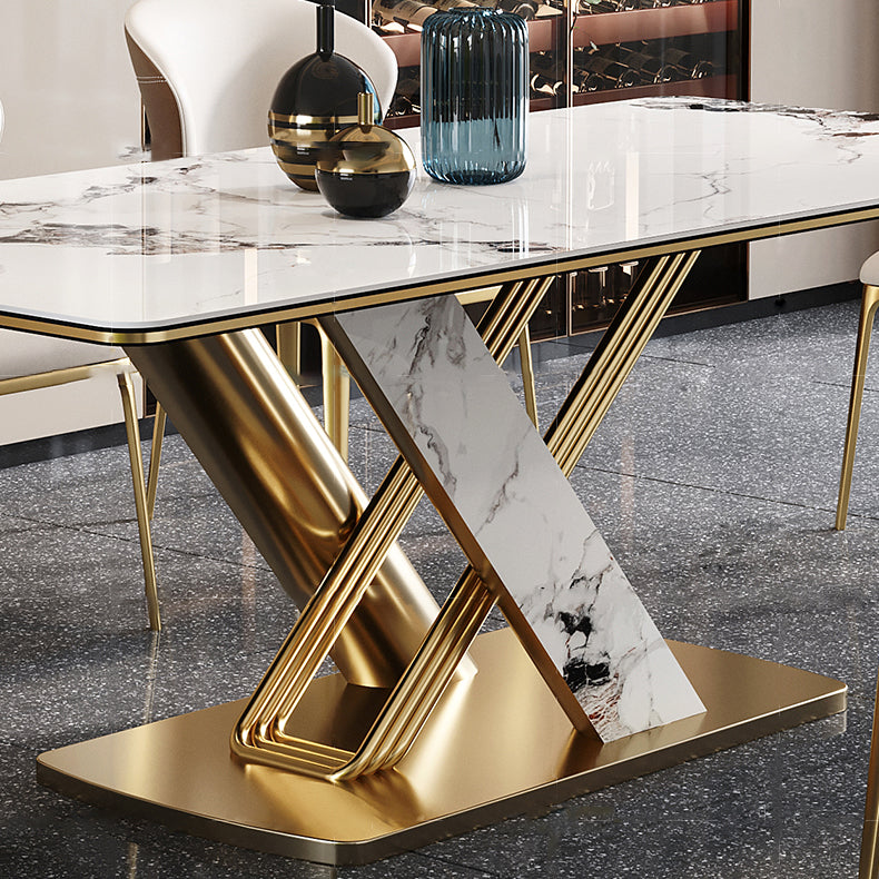 Traditional Luxury Dining Table Stainless Steel Dining Site Table for Indoor