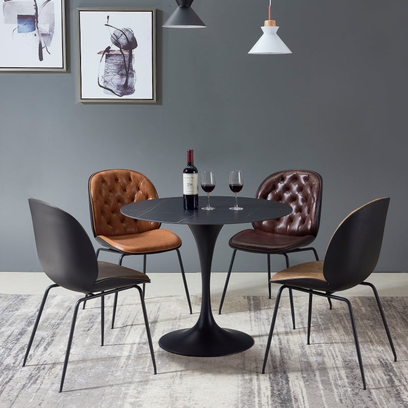 Moderne ronde eettafel van gesinterde stenen tafel met tulponderstel voor thuisgebruik