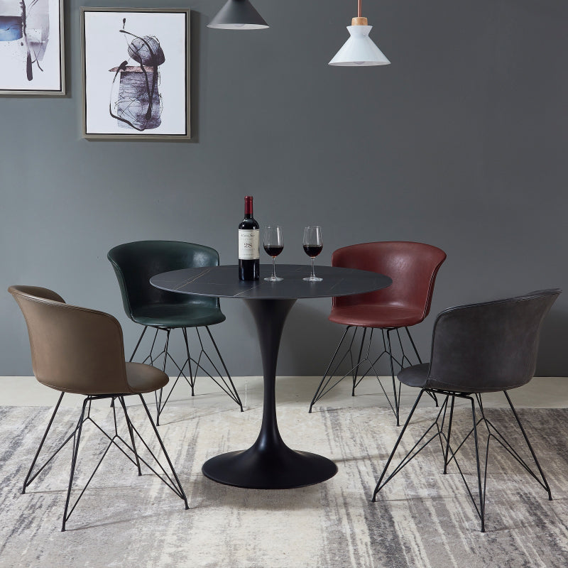 Moderne ronde eettafel van gesinterde stenen tafel met tulponderstel voor thuisgebruik