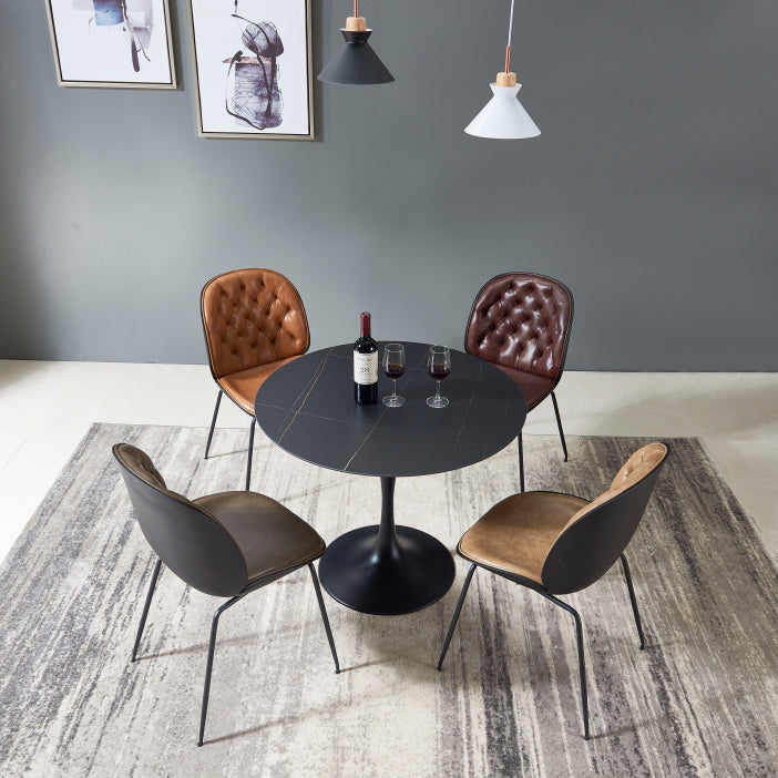Moderne ronde eettafel van gesinterde stenen tafel met tulponderstel voor thuisgebruik