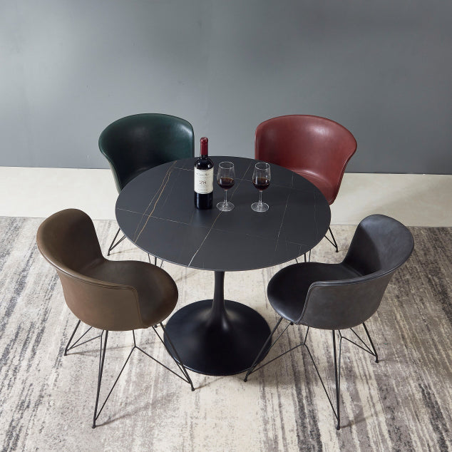 Moderne ronde eettafel van gesinterde stenen tafel met tulponderstel voor thuisgebruik