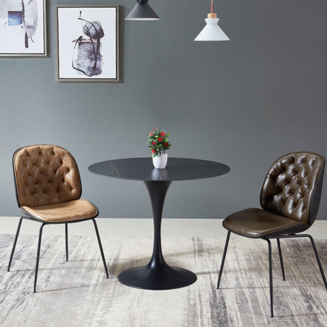 Moderne ronde eettafel van gesinterde stenen tafel met tulponderstel voor thuisgebruik