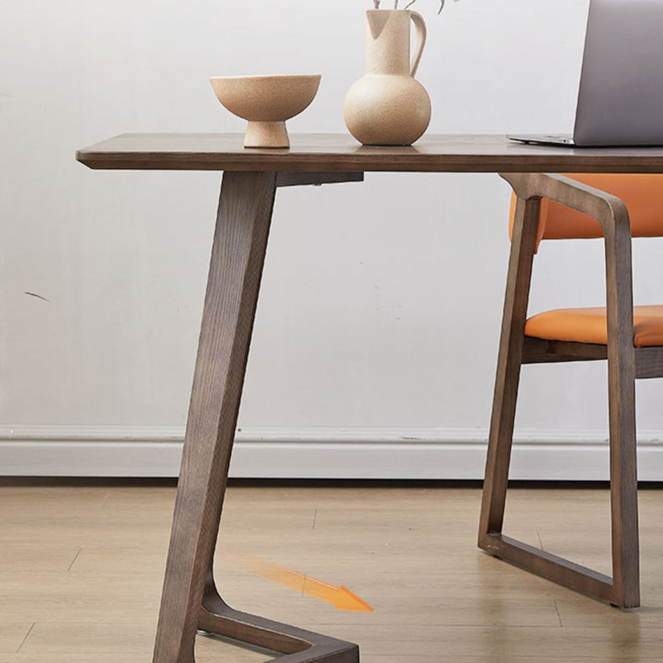 Mesa de comedor industrial con pedestal doble rectangular, mesa fija de color madera con madera maciza