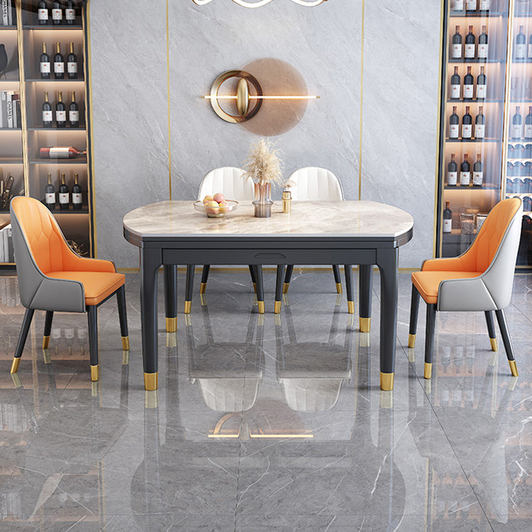 Traditional Luxury Style Dining Table Round Sintered Stone Table with 4 Legs