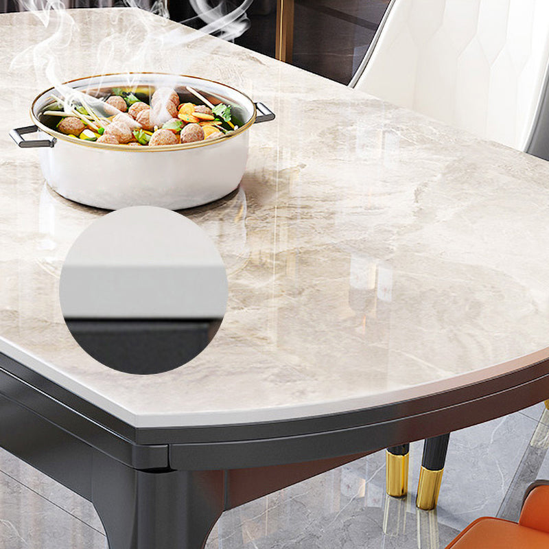 Traditional Luxury Style Dining Table Round Sintered Stone Table with 4 Legs