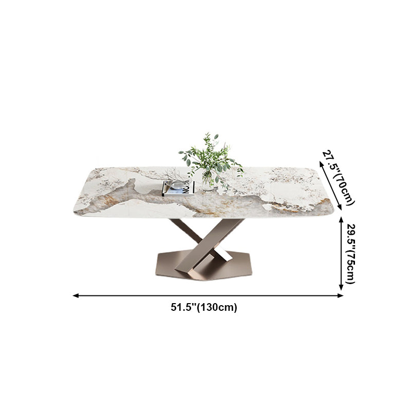 Mesa de comedor de lujo tradicional mesa de rectángulo de pedestal único para el hogar
