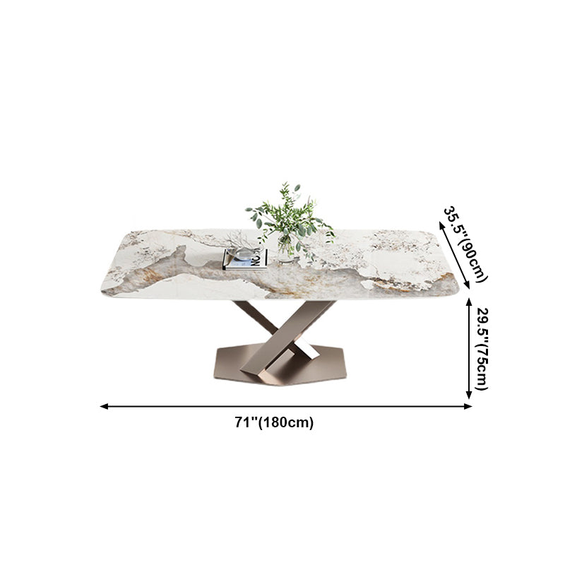 Mesa de comedor de lujo tradicional mesa de rectángulo de pedestal único para el hogar