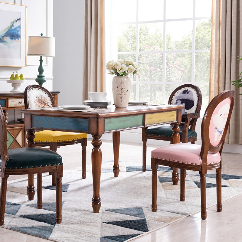 Mid-Century Rectangle Dining Site Table Solid Wood Table,55"L x 31.5"W x 29.5"H