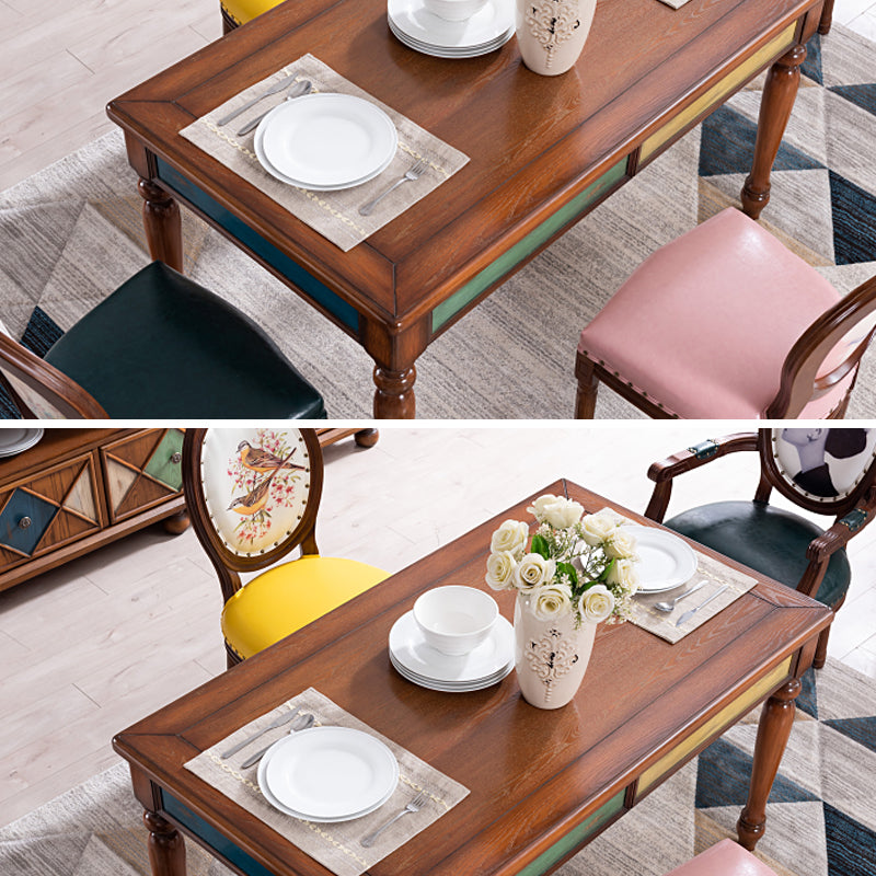 Mid-Century Rectangle Dining Site Table Solid Wood Table,55"L x 31.5"W x 29.5"H