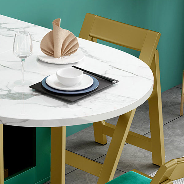 Mesa de comedor blanca ovalada de 59 pulgadas Simplicidad extensible para el comedor