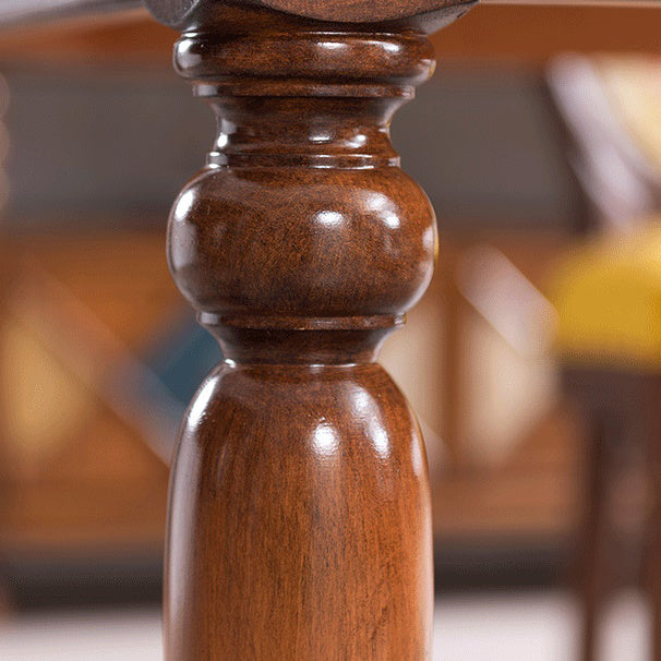 Mesa de comedor rectangular de mediados de siglo, mesa de comedor de madera maciza de caucho con 4 pies