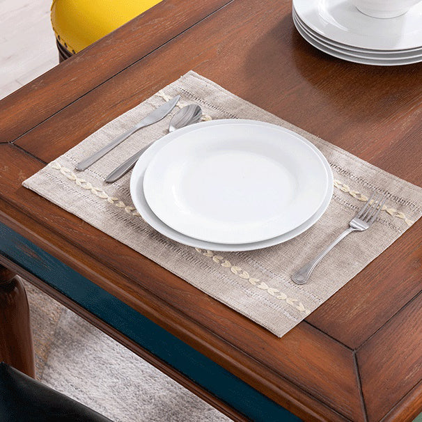Mesa de comedor rectangular de mediados de siglo, mesa de comedor de madera maciza de caucho con 4 pies