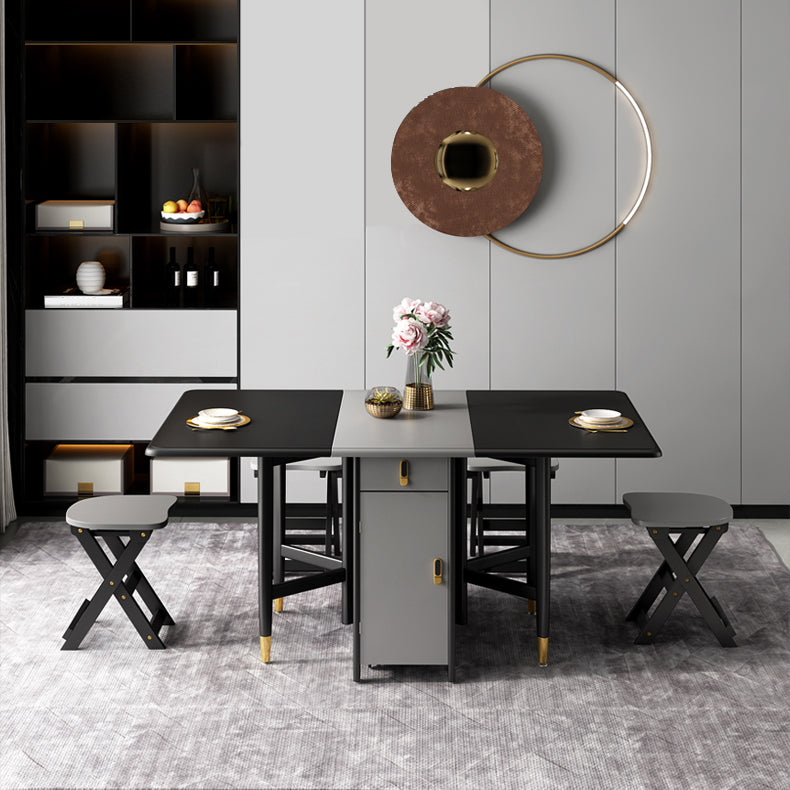 Rechthoekige zwarte eettafel Vintage uitschuifbare tafel voor eetkamer