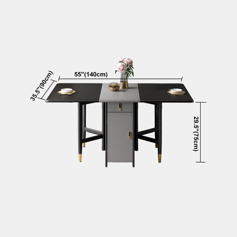 Rechthoekige zwarte eettafel Vintage uitschuifbare tafel voor eetkamer