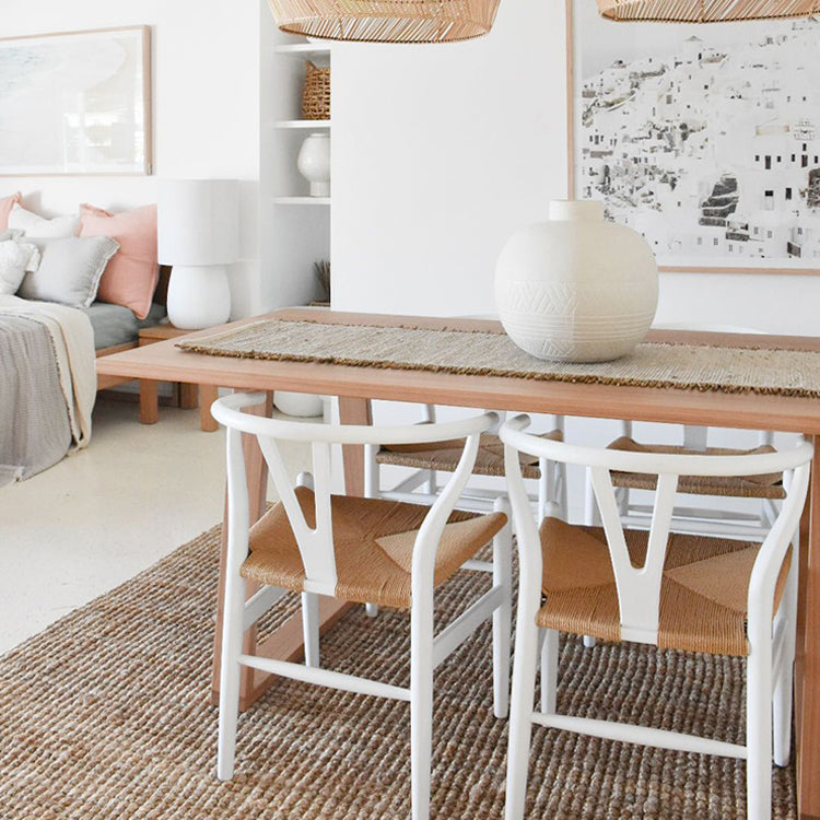 Solid Wood Industrial Rectangle Table Wood Top Indoor Table with Sled Base