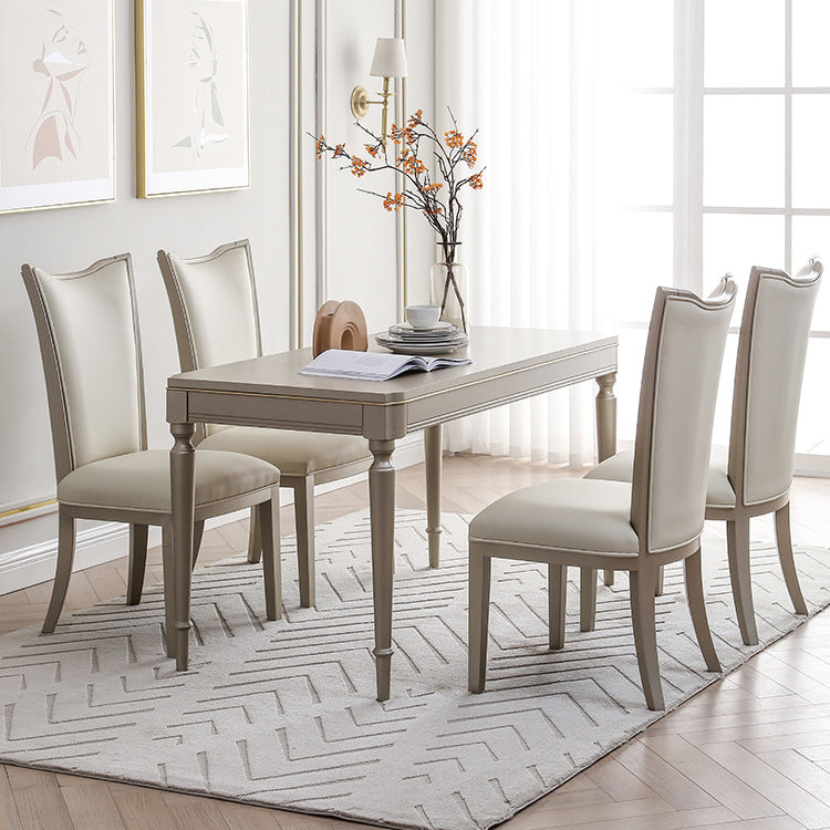 Mesa de comedor vintage rectangular, mesa fija en tono champán para uso doméstico